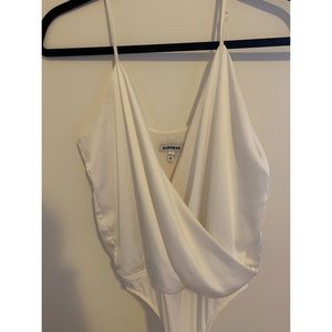Express white silk body suit